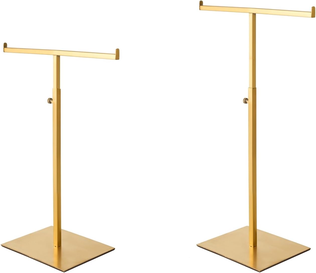 Purse Display Stand Set of 2 Jewelry Tower Stainless Steel Jewelry Handbags Stand Tabletop for Necklaces Purse Hanger Stands Adjustable Height Organizer Home Store Boutique, Gold