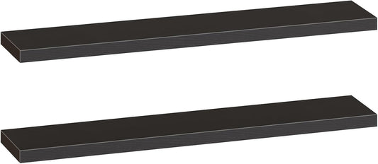 HOOBRO Floating Shelves for Wall, Wall Mounted Shelf Set of 2, 55" Hanging Shelf with Invisible Brackets, for Wall in Bathroom, Bedroom, Toilet, Kitchen, Living Room, Office, Black Bk140BJP201