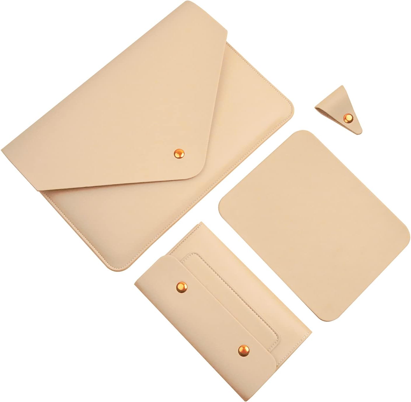 PU Leather Laptop Sleeve Compatible with 15.3 inch MacBook Air 2023 2024, Surface Book 13.5, Surface Laptop Studio - Beige