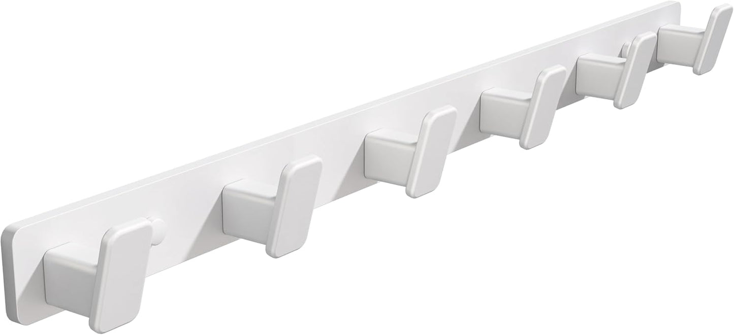 Coat Hook Wall Rack Hanger - White Coat Rack with 6 Hooks Wall Hooks for Hanging Hat Key Bag Towel Wall Mount Coat Holder