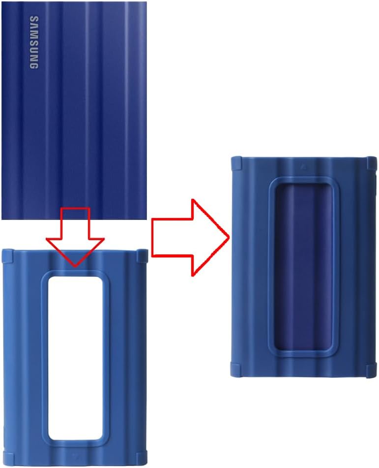 Hermitshell Silicone Carrying Case Replacement for Samsung T7 Shield 2TB / 1TB / 4TB, Portable SSD, USB 3.2 Gen2 External Solid State Drive (Blue, Silicone Case)