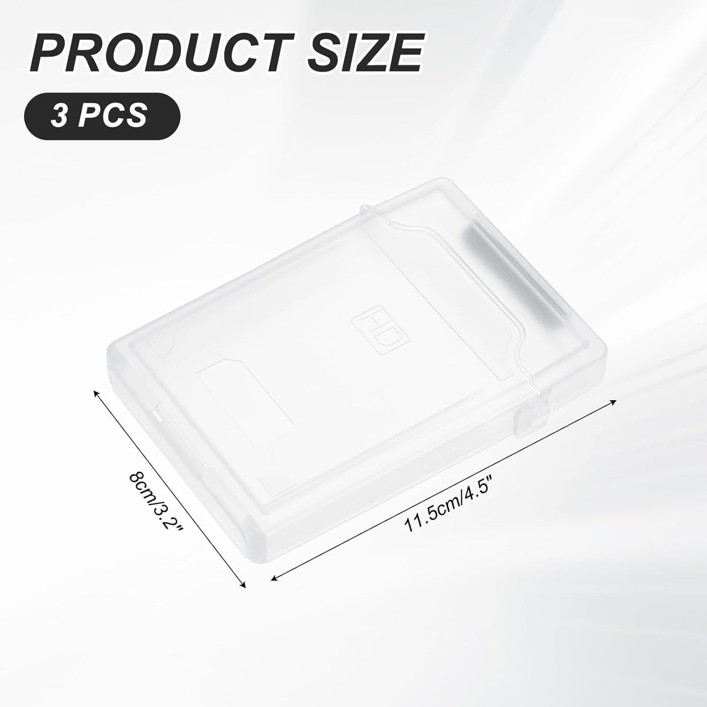 PATIKIL 4.5" x 3.2" Hard Drive Disk Case, 3Pcs Plastic Hard Disk Storage Box Portable Anti-Static Case for 2.5" External SSD HDD, White