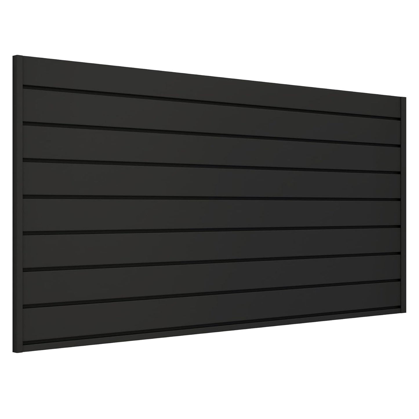 4FT x 2FT Black PVC Slatwall Panel, Modern Wall-Mounted Garage Storage System, 1 Shelf, 75 lbs Weight Capacity