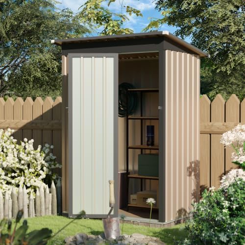 4 * 2 FT Metal Garden Storage Sheds for Patio Backyard Tools House Storage Waterproof Garden Tool Storage Sheds (4.27 x2.43 FT)