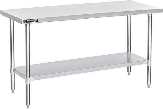 DuraSteel 30x72 Stainless Steel Work Table - NSF Commercial Prep Metal Table - Outdoor Pizza Oven Stand w/Under Shelf - Kitchen Island Laundry Utility Garage Microwave Stand Large Rolling Storage Cart