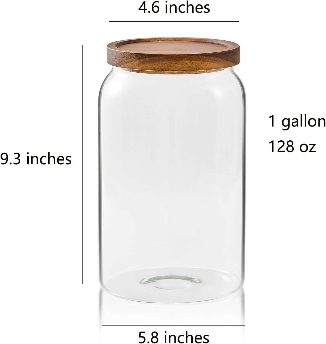 Sweejar Large Glass Candy Jars with Wooden Lids, 1 Gallon Glass Jar with Lid, Sugar/Flour Storage Containers, Big Glass Canisters with Airtight Lid, 1 Pack, Hand Lid
