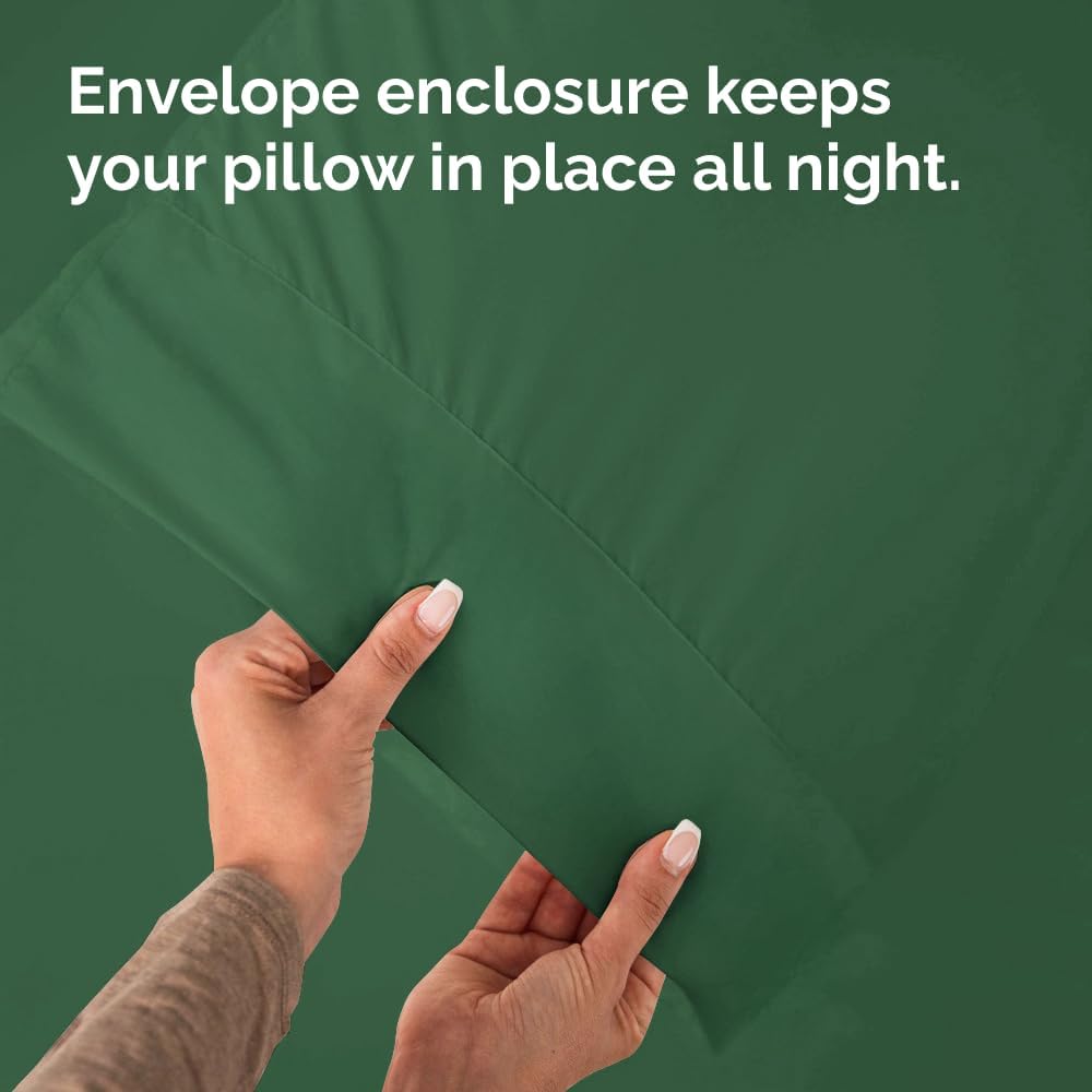 King Pillow Cases - 4 Pack - Super Soft Pillowcase Covers - Envelope Enclosure - Hotel Quality Pillow Protectors - Wrinkle Free, Shrink & Stain Resistant - Machine Washable - 20" x 40" (Emerald Green)