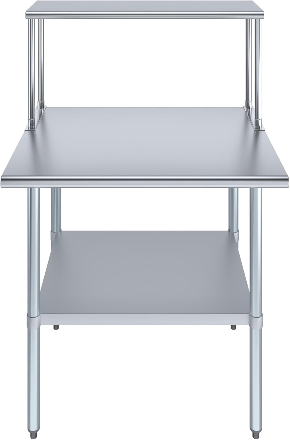 Stainless Steel Work Table with Wide Single Tier Overshelf | Metal Kitchen Prep Table & Shelving Combo (30" x 36" Work Table + 12" Overshelf)