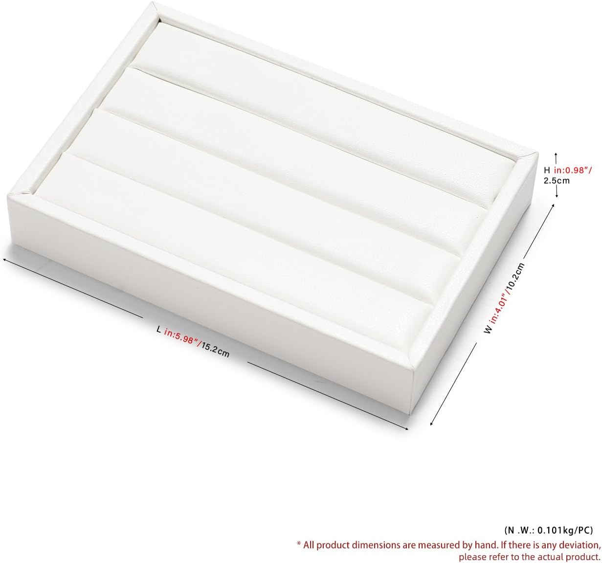 White PU Leather 3-Slots Jewelry Ring Display Tray Showcase Small Jewelry Display Organizer Tray for Rings(M)