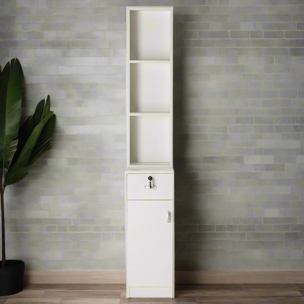 BarberPub Locking Wall Mount Hair Styling Barber Station with Drawer Storage Beauty Salon Spa Equipment 3036-1 (White)