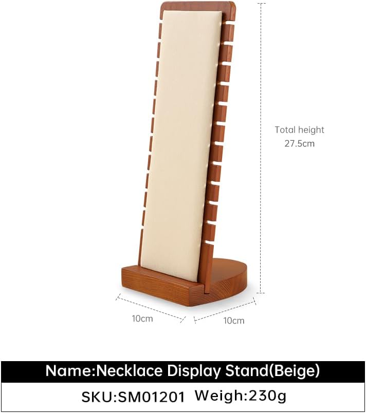 Necklace Holder, Jewelry Stand,Wooden Jewelry Organizers and Storage,Premium Necklace Organizer,Luxury Jewelry Display,Beige Necklace Display Stand