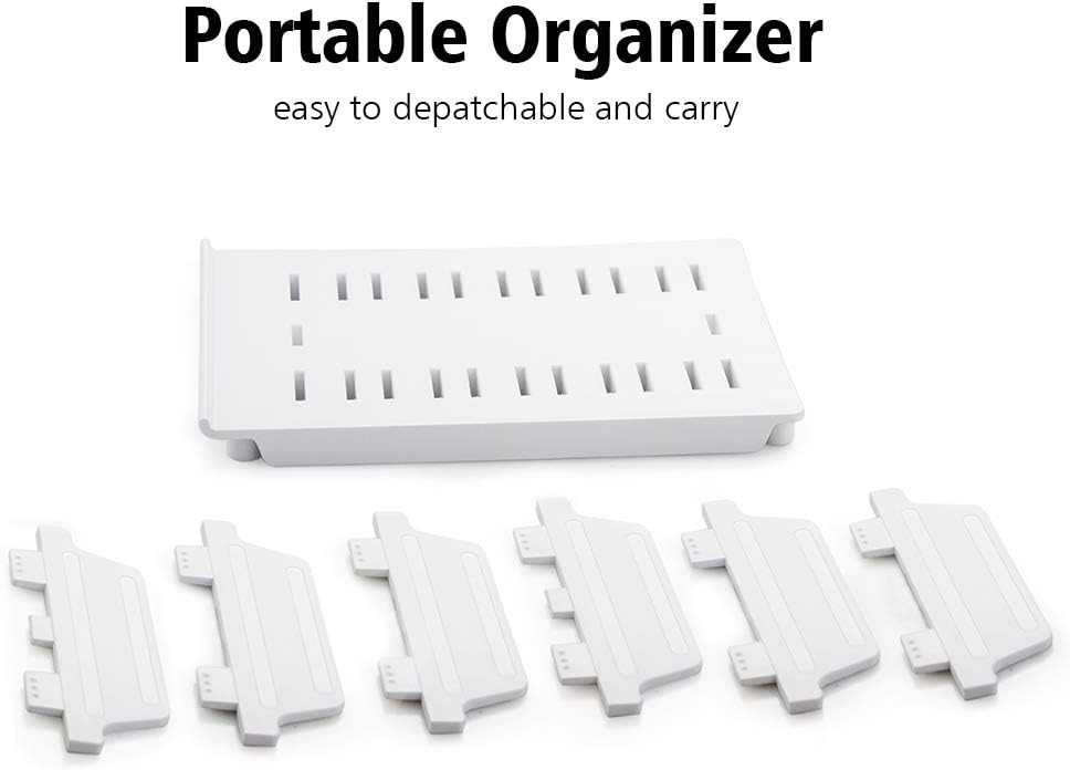 Adjustable Universal Cell Phone Dock Stand Holder, Tablet Organizer Multi Device Desktop Stand for iPhone Samsung Galaxy Google Nexus Kindle - No Charging Port (White)