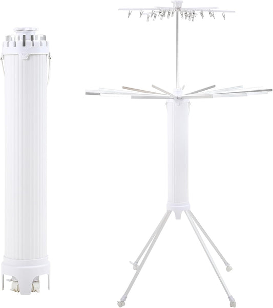 Dollate 4-Legged Clothes Drying Rack Foldable,2 Tier Portable and Collapsible Space Saving Laundry Drying Rack with 4 Pulleys,Aluminum Dry Rack for Clothes