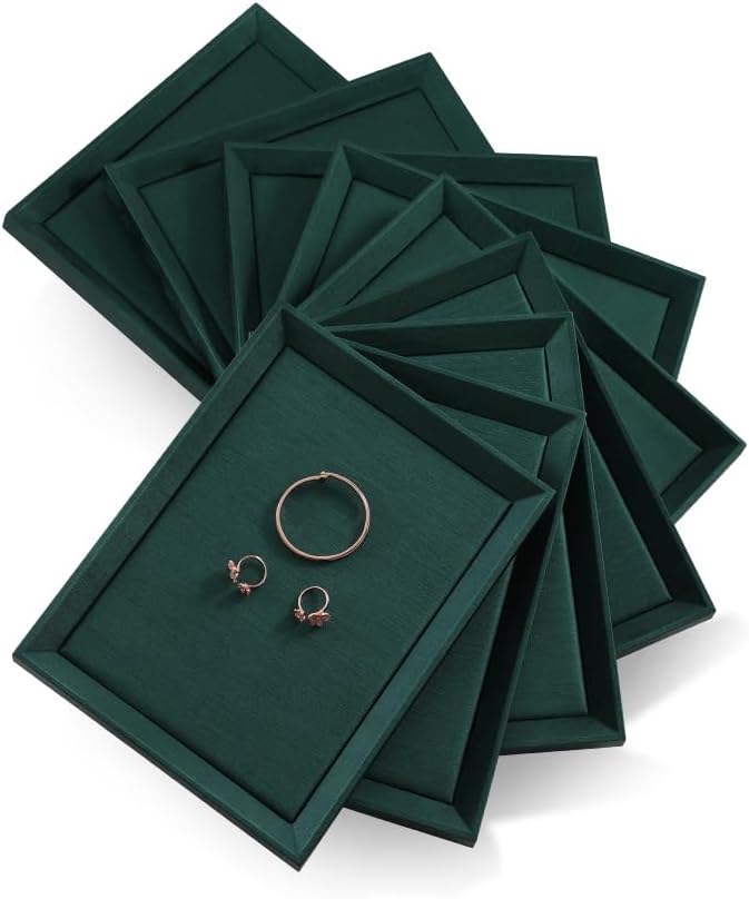 Jewelry Display For Selling, Leather Tray,Premium Green Jewelry Flat Tray,Mens Jewelry Tray For Jewelry Store Display