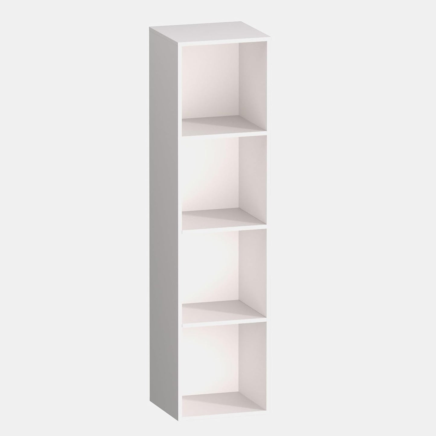 4 Cube Storage Organizer, 4 Tier Cube Bookcase Freestanding Storage Display Organizer for Home Office, Four Cubes Open Shelf Bookshelf (White, 4 Cube)