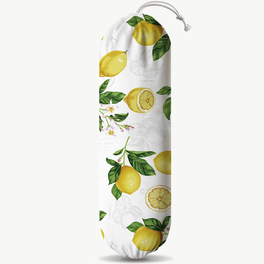 Lemon Plastic Bag Holder, Lemon Fabric Grocery Bag Dispenser, Wall Mount Washable Shopping Bags Carrierfor Home Kitchen, Housewarming Gift, Kitchen Pattern Garbage Bags 62