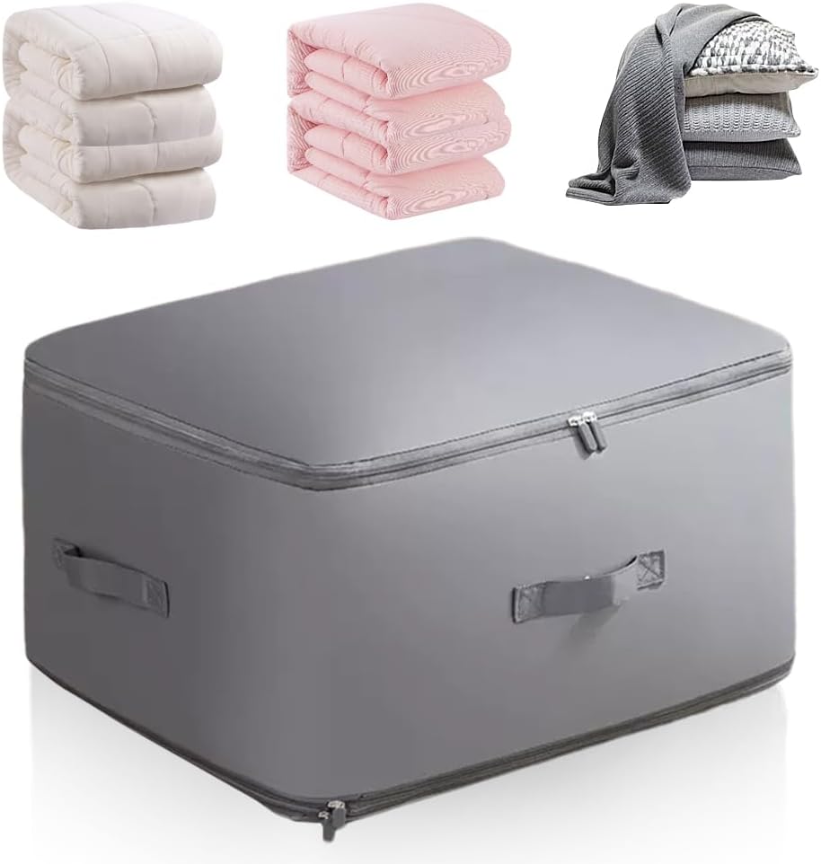 Ultra Space Saving Self Compression Organizer, 2026 Upgraded Space Saving Self Compression Organizer for Comforters, Blankets, Bedding, Portable Heavy Duty Moving Bags Storage Tote for Space Saving