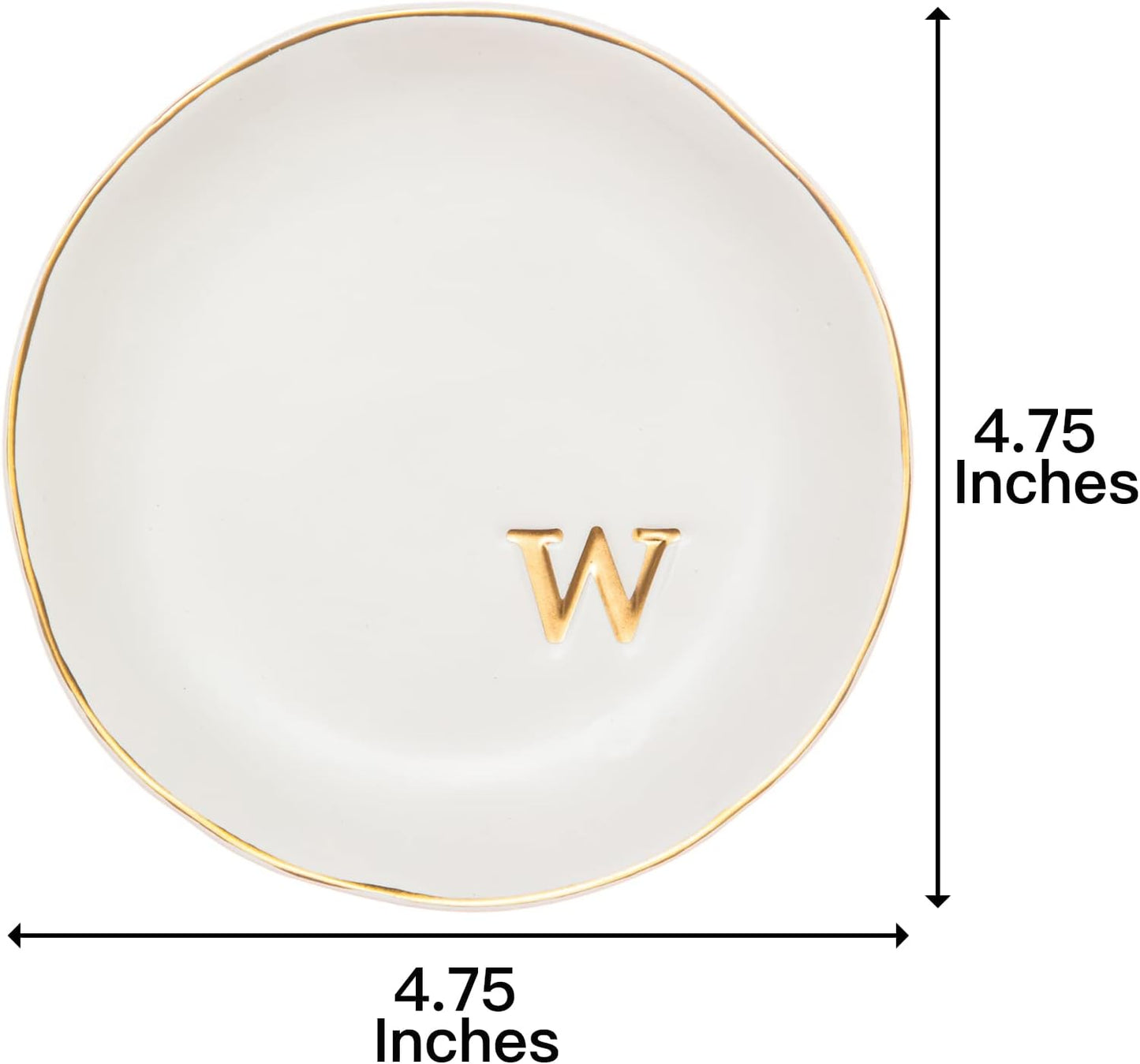 COLLECTIVE HOME - Ceramic Jewelry Tray, Decorative Trinket Dish for Rings Earrings Necklaces Bracelet Watch Keys, Birthday Mother's Day Christmas Gift for Women, 4.75", White Surface (W)