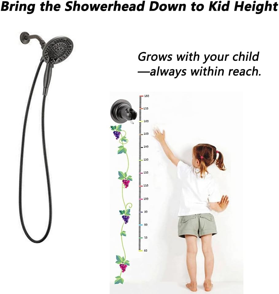 BOPai Suction Cup Shower Head Holder for Handheld Shower – No Drill, for Smooth Surfaces Only, Vertical Mount Only, Oil Rubbed Bronze
