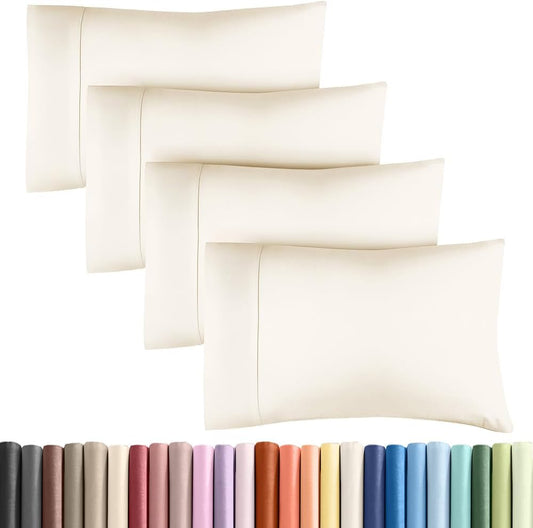 Standard Pillow Cases - 4 Pack - Super Soft Pillowcase Covers - Envelope Enclosure - Hotel Quality Pillow Protectors - Wrinkle Free, Shrink & Stain Resistant - Machine Washable - 20" x 26" (Off White)