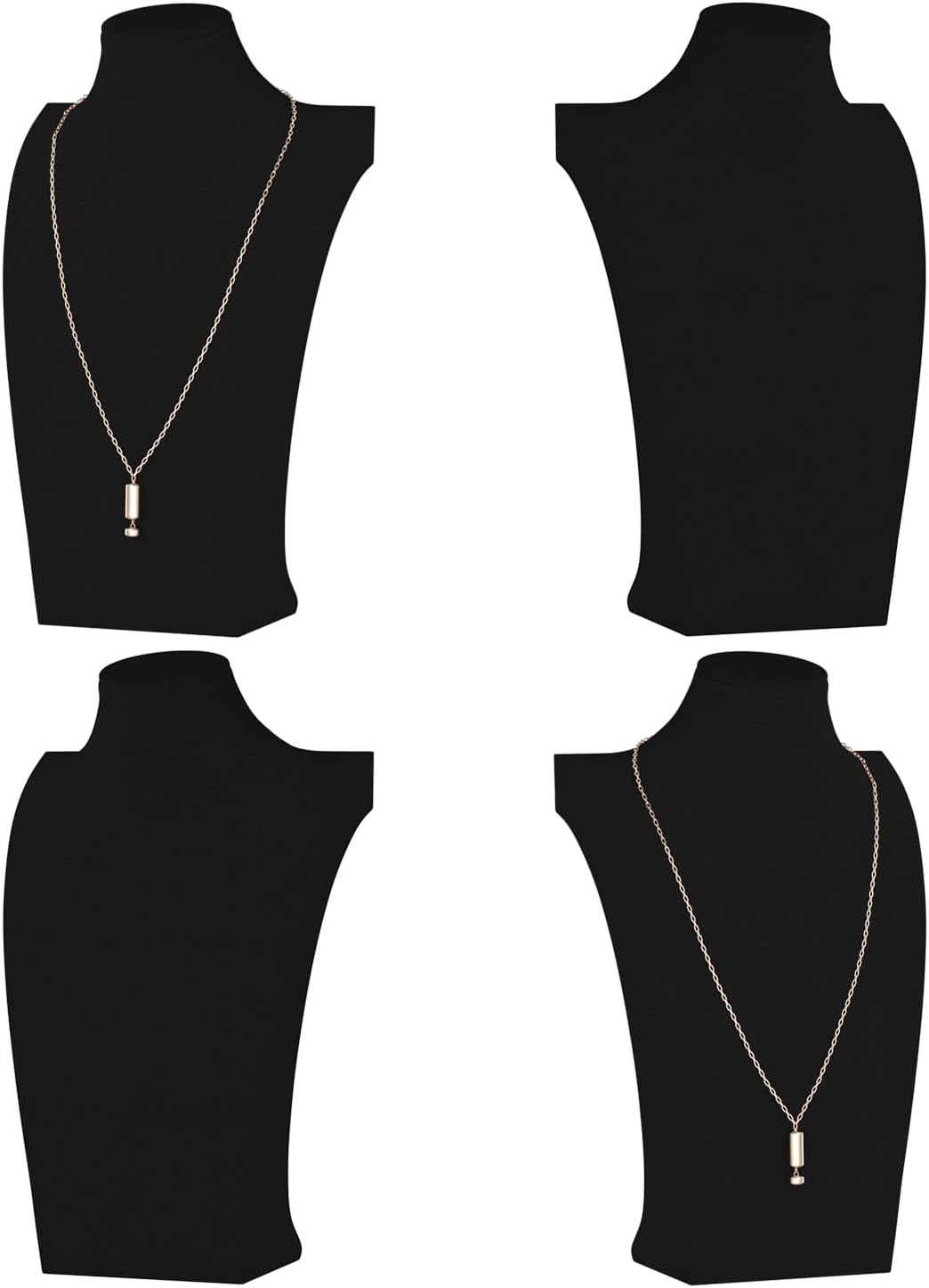 Necklace Bust Display Stand, Necklace Holder, Pendant Chain Necklace Organizer for Women (Black Velvet, S 4PCS)