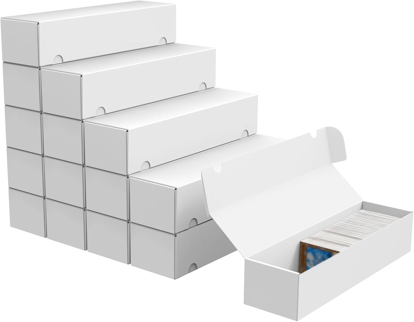 Trading Card Storage Box, 15-Pack 1100 Count White Corrugated Cardboard Bulk Sports Storage Box for TCG/Magic/Mtg Basketball Cards, Collectible Trading Cards