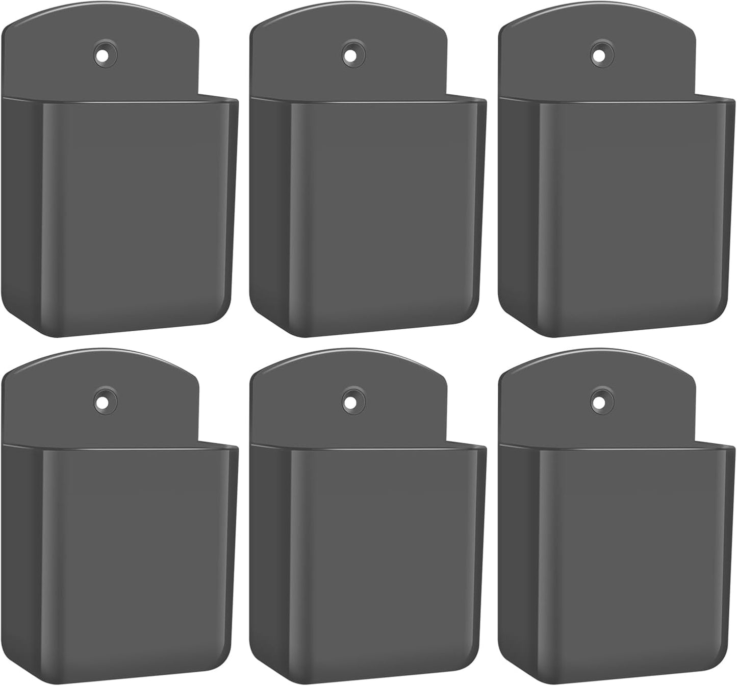 6 PCS Remote Control Holders Wall Mount, Self Adhesive TV Air Conditioner Remote Control Holder, Wall Mount Storage Box Organizer Wall Pen Holder Storage for Home Office School (Grey)