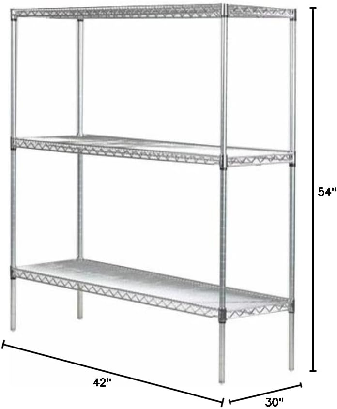 Omega 30" Deep x 42" Wide x 54" High 3 Tier Chrome Starter Shelving Unit