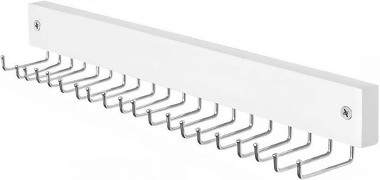Wall-Mounted Belt and Tie Hanger, Wood Space-Saving Belt Rack with 20 Rotating Hooks - Multi-Functional Closet Organizer for Ties, Belts, Scarves & Accessories