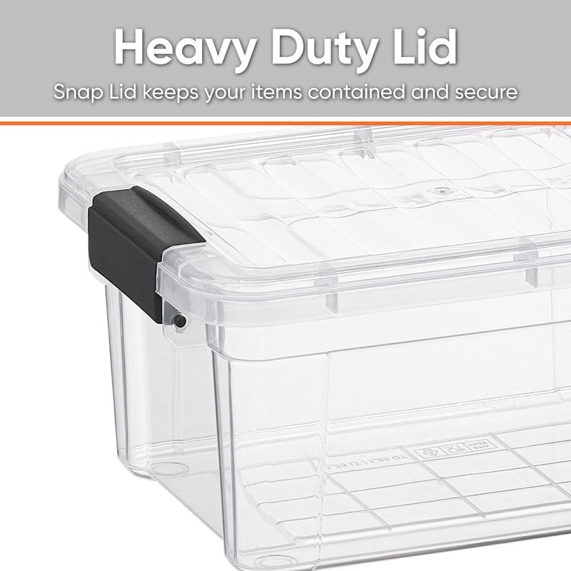 Superio Clear Storage Boxes with Lids, 3.5 Quart Plastic Container Bins for Organizing, Stackable Crates, BPA Free, Non Toxic, Odor Free, Organizers for Home, Office and Dorm, 6 Pack
