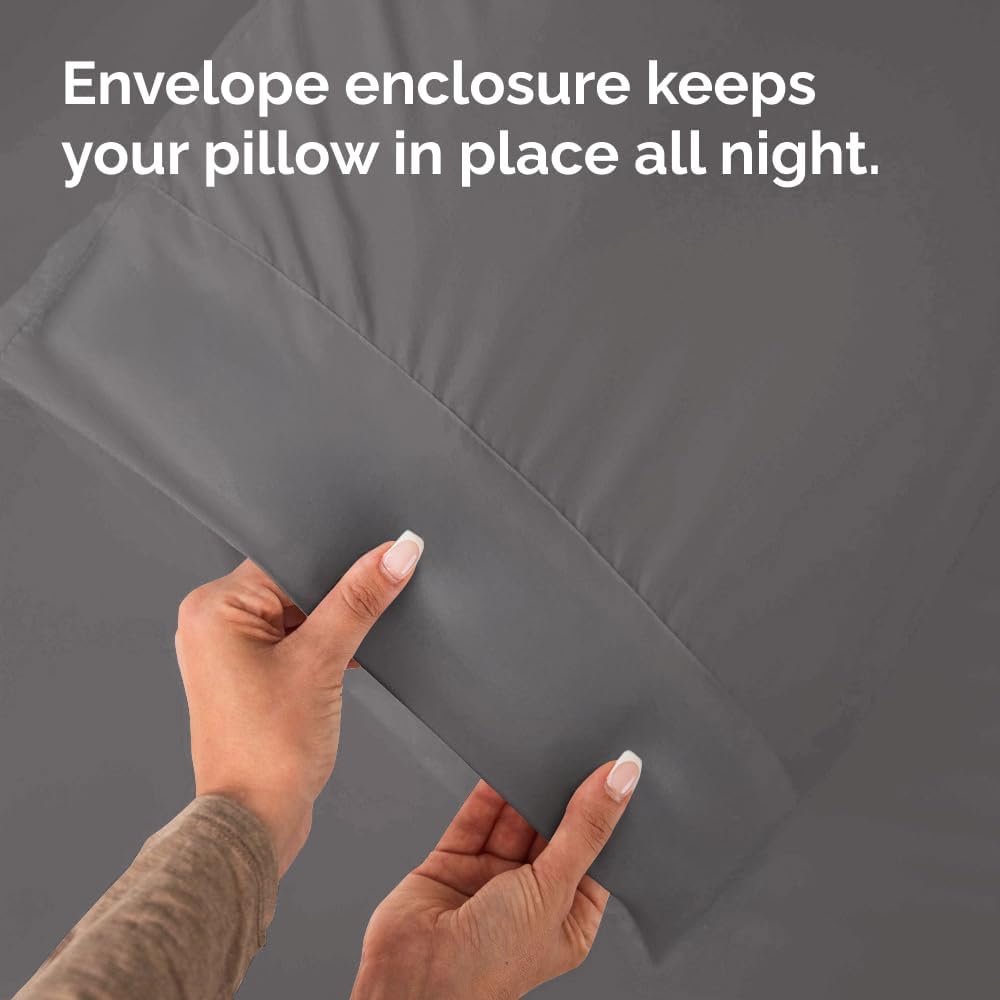 King Pillow Cases - 4 Pack - Super Soft Pillowcase Covers - Envelope Enclosure - Hotel Quality Pillow Protectors - Wrinkle Free, Shrink and Stain Resistant - Machine Washable - 20" x 40" (Dark Grey)