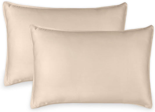 King Pillowcases by Pure Bamboo, Genuine 100% Organic Viscose Derived from Bamboo, Luxuriously Soft & Cooling, Double Stitching, Envelope Closure (2 King Pillowcases, Almond)