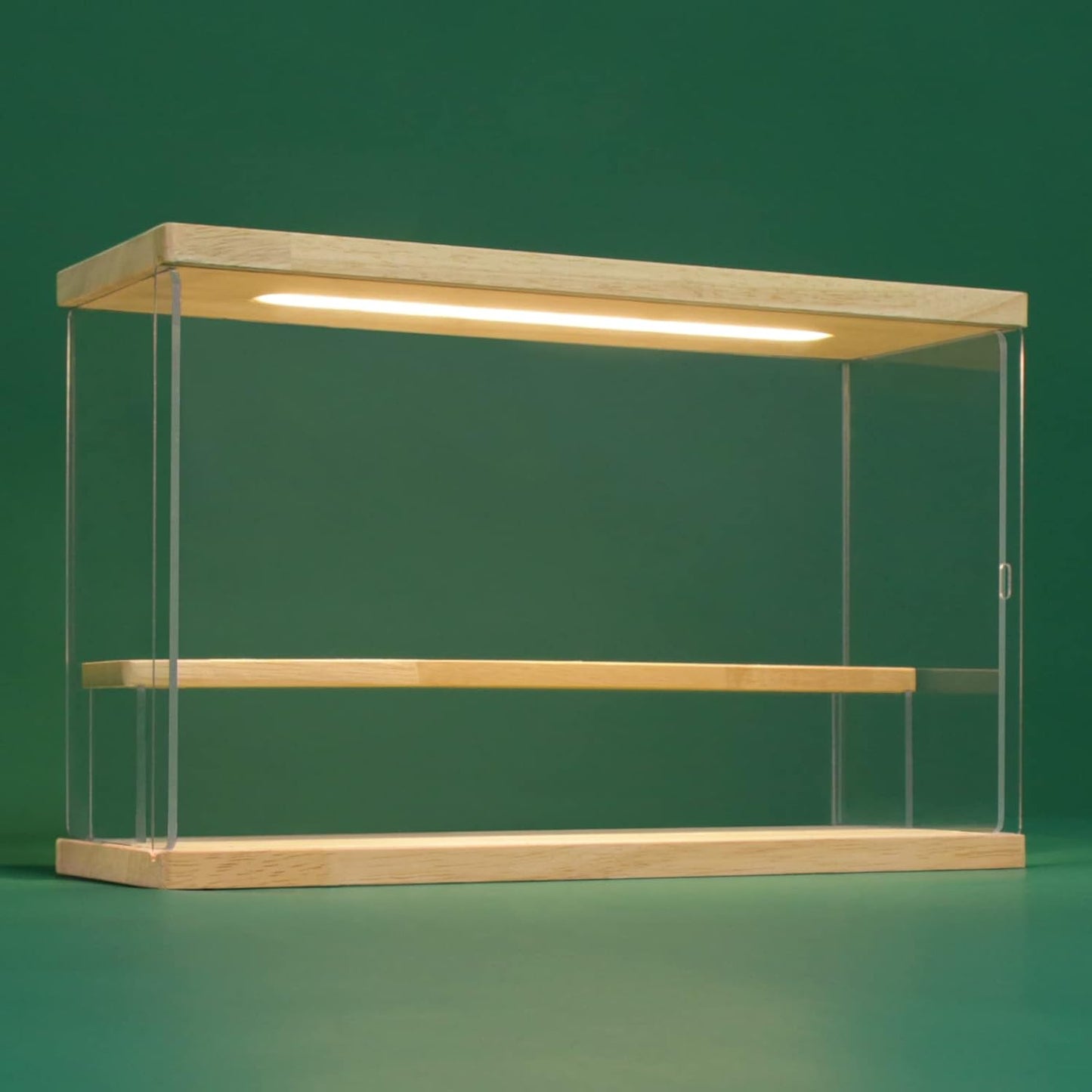 NONEMEY Clear Acrylic Display Case Stand with LED Light 2/3/4/5/6 Tier Storage Box Showcase Dustproof Organizer Box for Collectibles (2Tier 12*4*7inch)