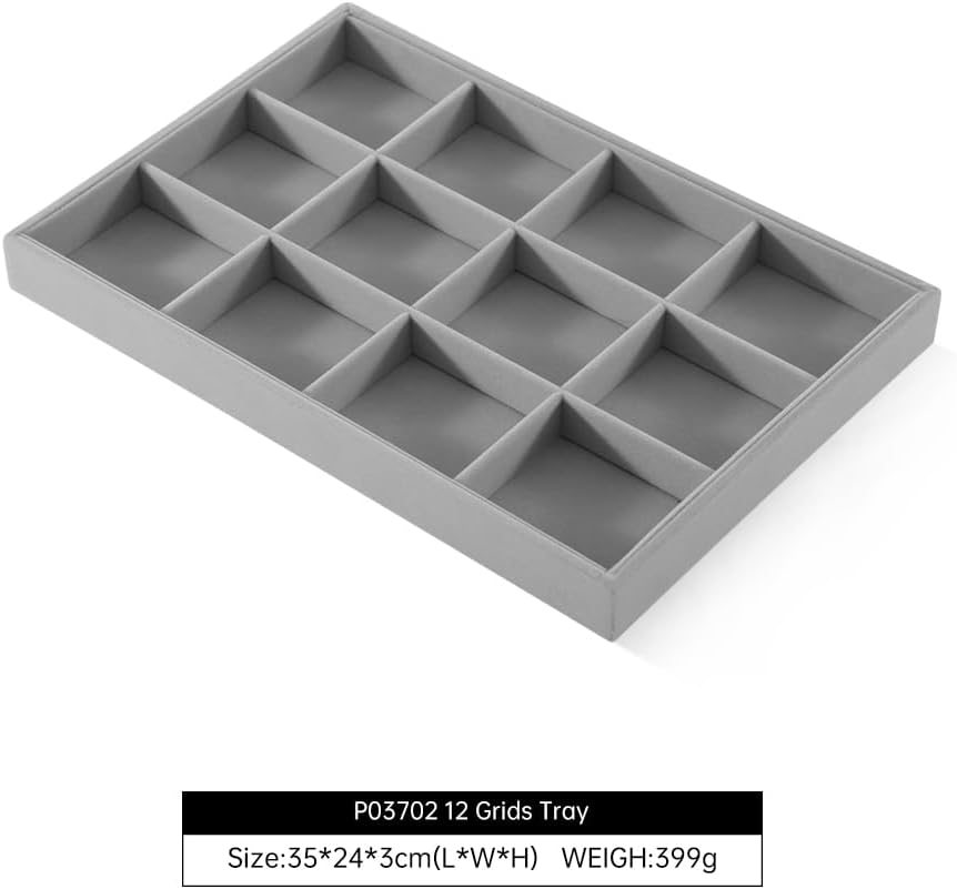 Jewelry Organizer For Drawer, Velvet Jewelry Trays,Premium Watch Tray,Luxury Bracelet Storage,Grey Stackers Jewelry Organizer