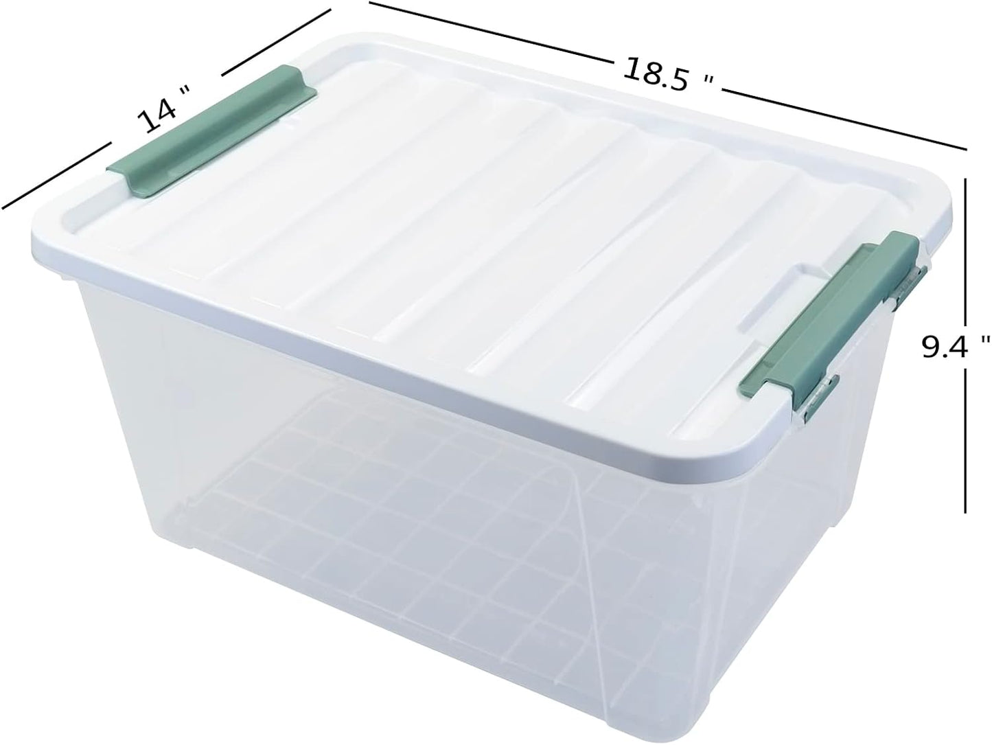 35 Quart Latch Box, Plastic Storage Bins with Lids, 4-Pack Stackable Clear Storage Organizing Box with Heavy Duty Latches
