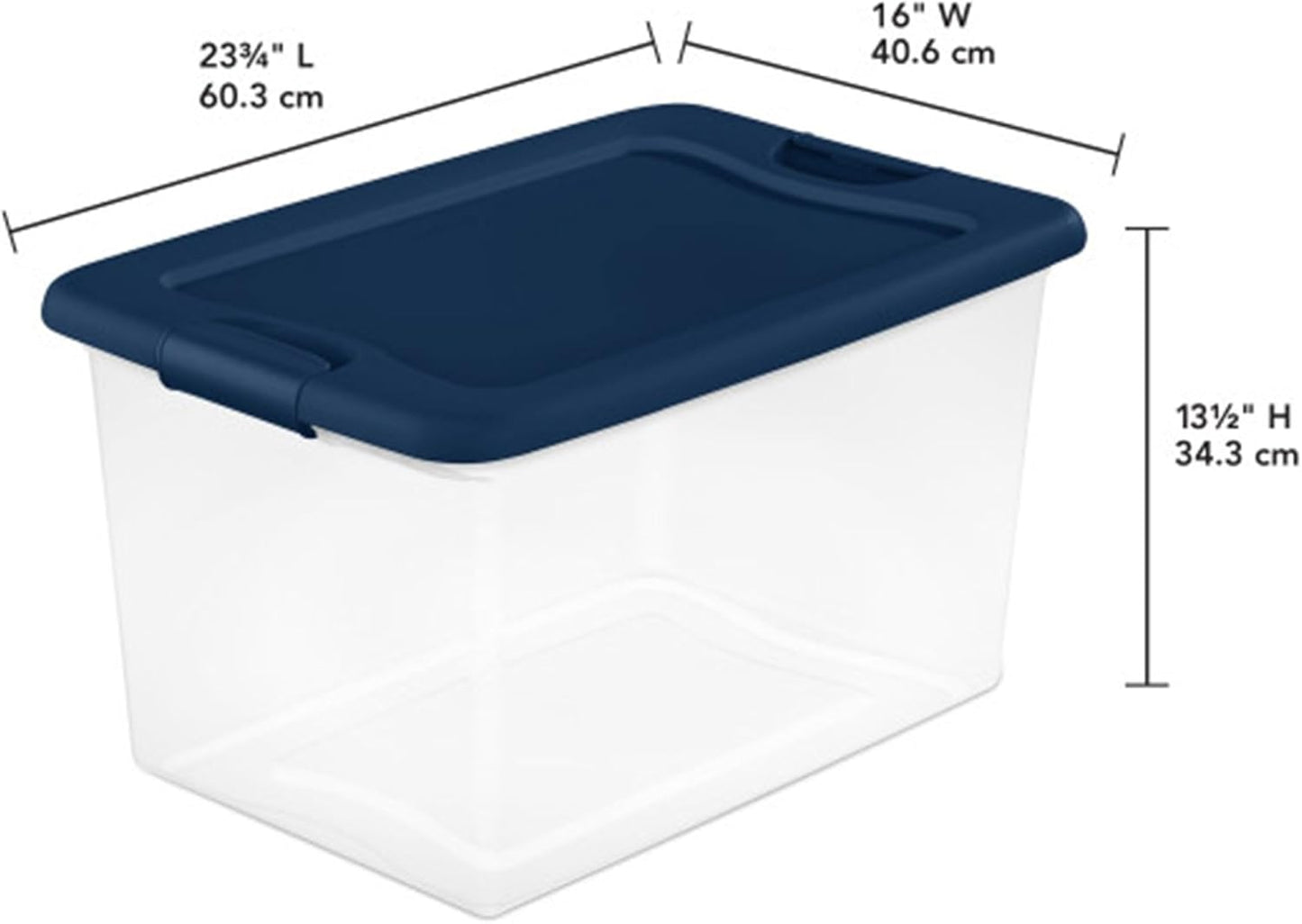 Sterilite 12-Pack Color Program, Large Clear Plastic Storage Bins with Lids, 64 Quart, Blue - Stackable Organizing Container Boxes for Closet, Bathroom, and Office