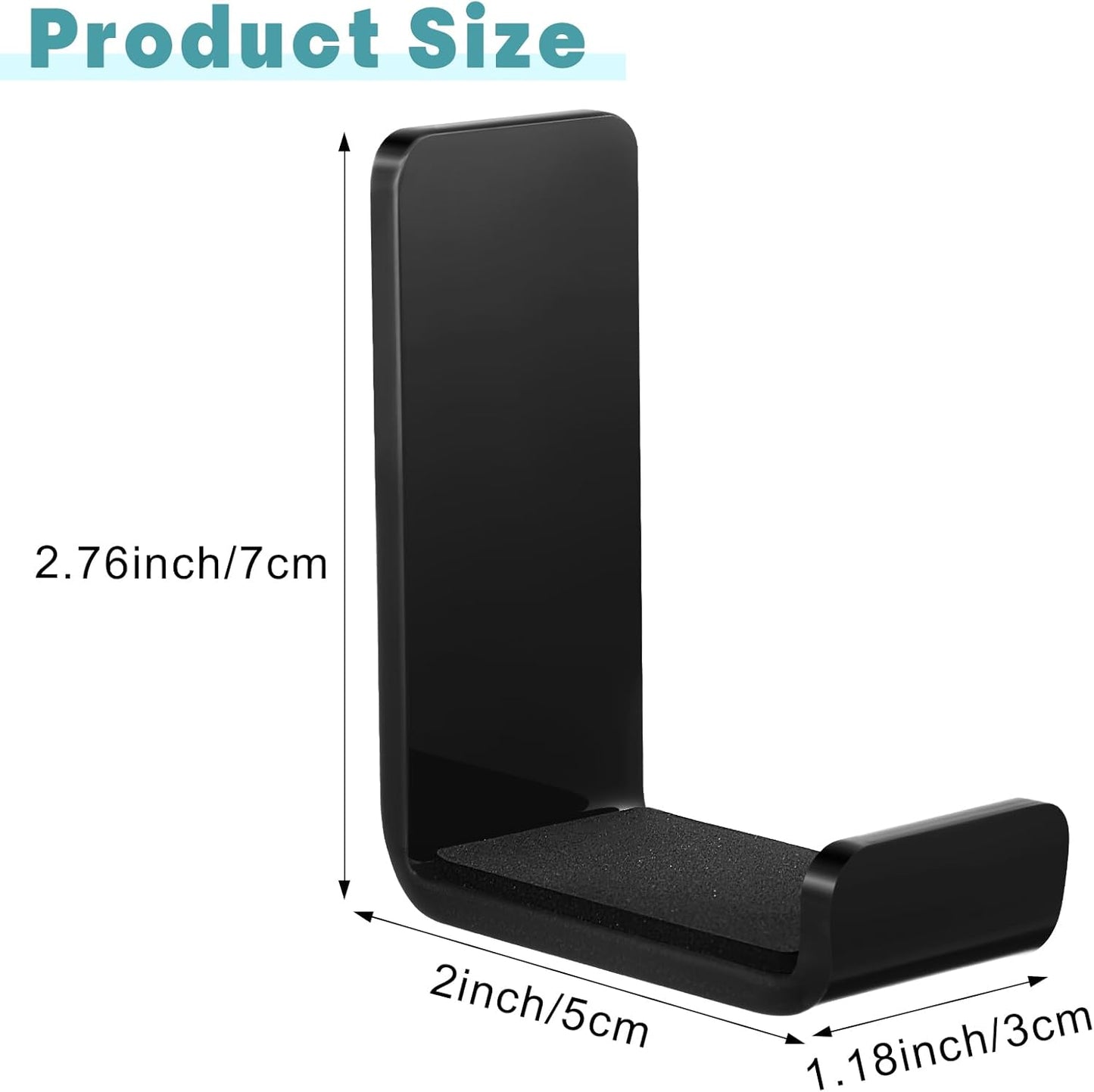 Weewooday 32 Pcs Headphone Hanger Headphone Holder Wall Hook Desk Bulk Adhesive Headset Wall Mount Stand General Purpose (Black)