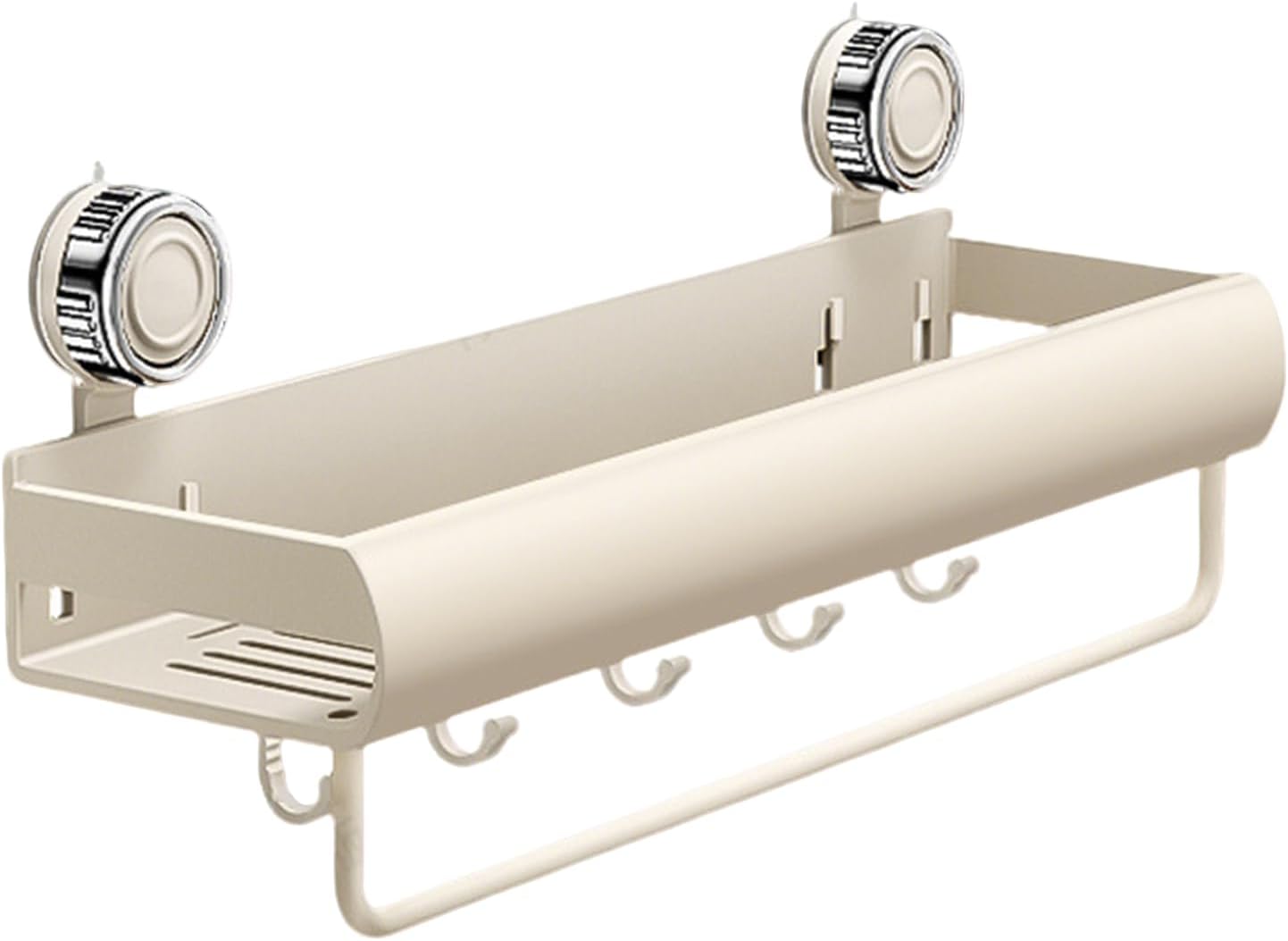 Bathroom Rack - Drill Free Shower Organizer, Rustproof Shelf, Adhesive Wall Mount, Hanging Hooks Bar | Space Saving Shower Storage for Shampoo Soap Body Wash Home Kitchen Apartment Dorm Accessories