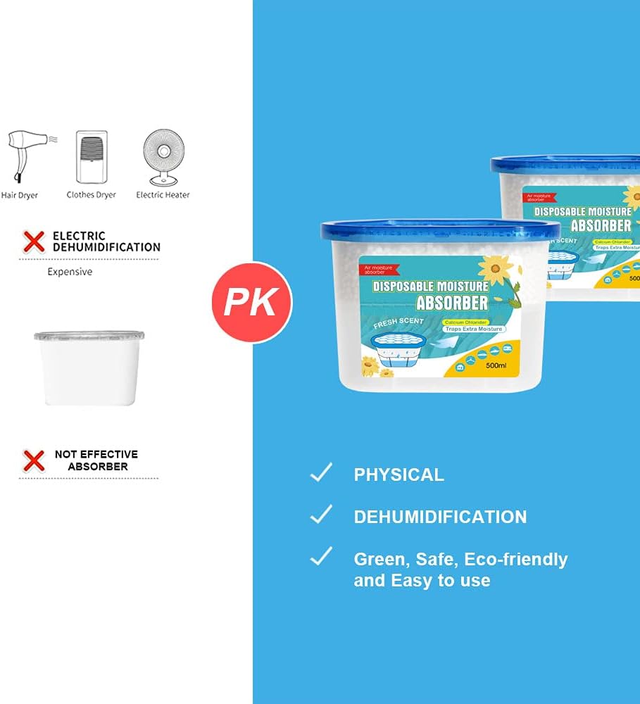 CANAGER Fresh Scent Moisture Absorber Box,Odor Eliminator and Dehumidifier Boxes for Closet,Bedroom,Kitchen,Bathroom-6 Packs,Cups - Traps Moisture for Fresher, Cleaner Air Yellow