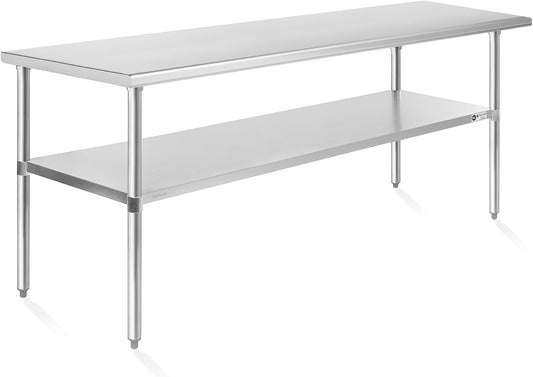 KUTLER Stainless Steel Table 30 x 60 Inches, NSF Heavy Duty Commercial Kitchen Prep and Work Table with Undershelf for Restaurant, Hotel, Home