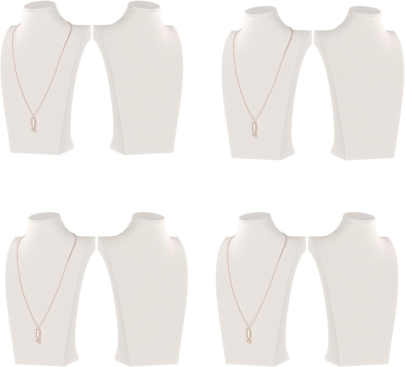 Necklace Bust Display Stand, Necklace Holder, Pendant Chain Necklace Organizer for Women (Beige Velvet, S 4PCS)