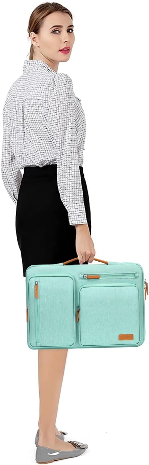 MOSISO 360 Protective Laptop Case 13.3 inch, 13-13.3 inch Laptop Sleeve Compatible with MacBook Air/Pro 13 / Pro 14,HP Dell Acer ASUS,Side Open Carrying Case with 4 Zipper Pockets&Handle, Aqua Green