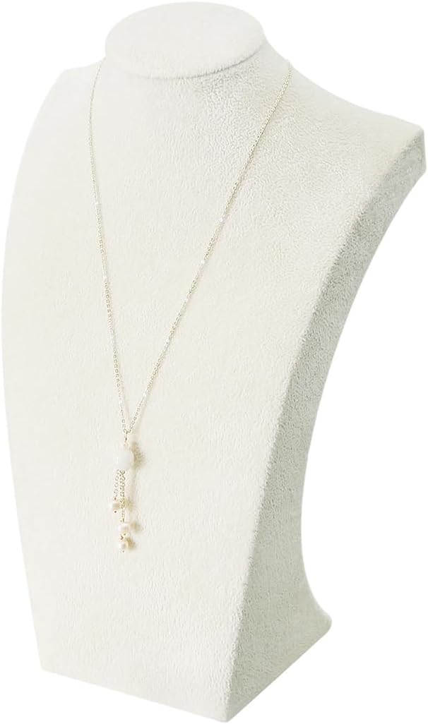 Coward Necklace Bust Stand for Selling Show, Beige Velvet Necklace Jewelry Display Holder for Home Use or Store Shop Show (11" Hight)