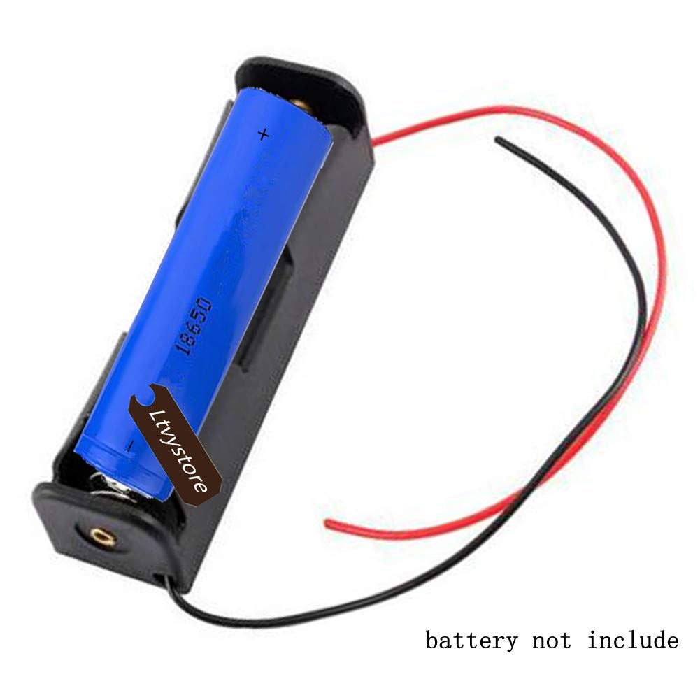 18650 Battery Case Holder - 1 Slot Storage Box, Black Plastic for Button Top Single Batteries, Pack of 20