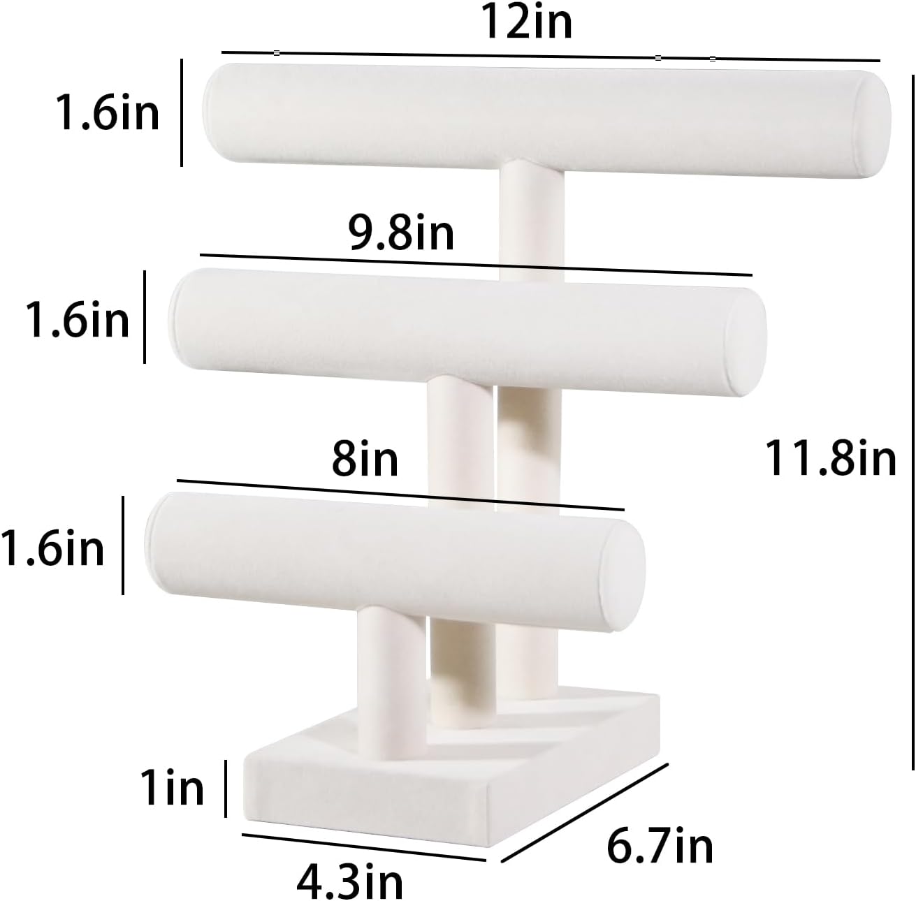 T-Bar Bracelet Holder Stand, Bracelet Jewelry Organizer Stand, Bangle Bracelet Watch Display for Selling, Scrunchie Hair Ties Jewelry Storage Rack for Women (3 tier beige)