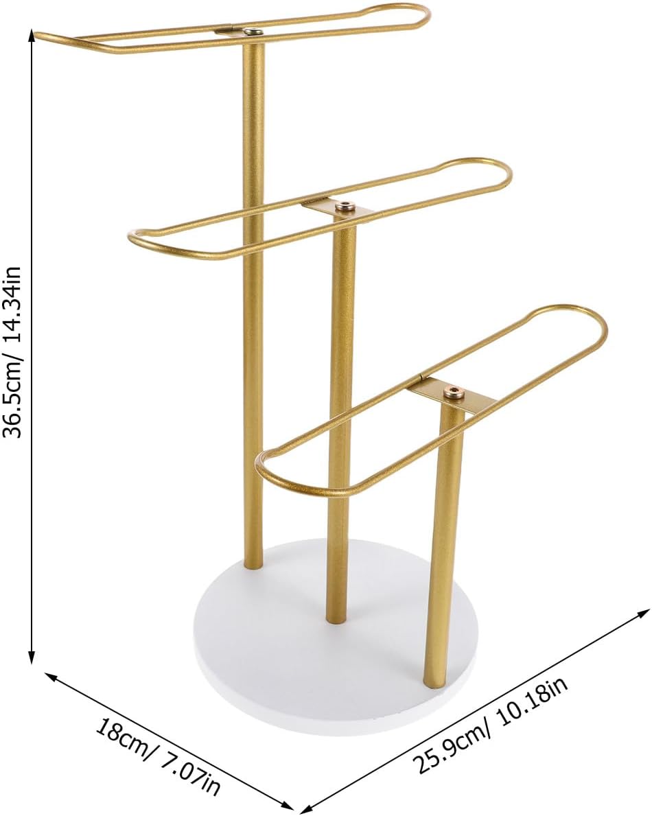 NUOBESTY Metal Headband Holder 3-Tier Scrunchie Holder - Hairband Hair Hoop Organizer - Hair Accessories Display Stand - Jewelry Bracelet Watch Organizer