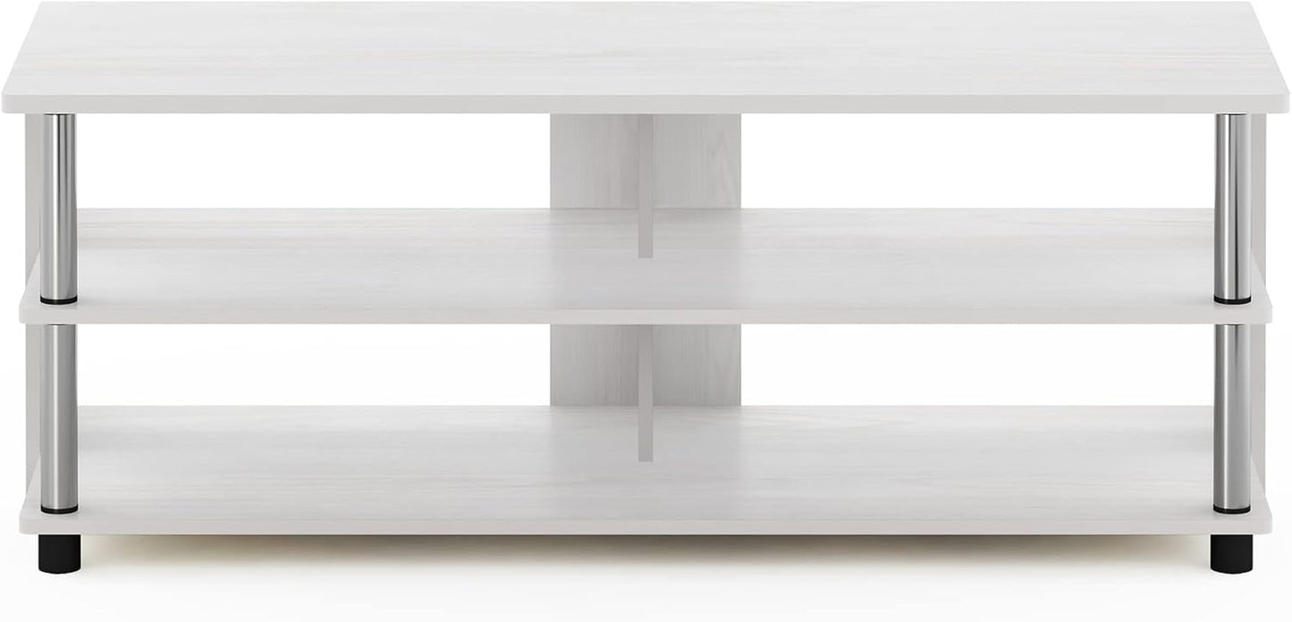 Furinno Turn-N-Tube Shoe Rack, 3-Tier Shoe Organizer, Compact Shoe Storage with Open Shelves and Stainless Steel Tubes, 15.5 x 41.1 x 15.8, for Closet Entryway, Office, Garage, White Oak