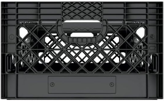 Farmplast Heavy Duty Milk Crates, Black, 24 Quart Storage Container, 96 Piece Pallet