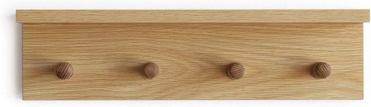 Entrance Coat Rack ，Coat Hooks, Wall-Mounted Wooden Hook Rack, Wall-Mounted Shelves are Very Suitable (Oak Colored Finish-1)