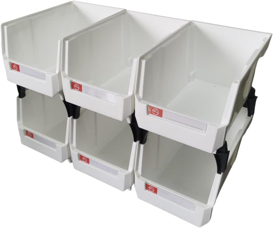 Storage Organizer Boxes,Wall Mount Storage Parts Rack,Stackable Shop Tool Bins for store Screws,Small Parts,Office Supplies and other Accessories White (6Pack-wh)